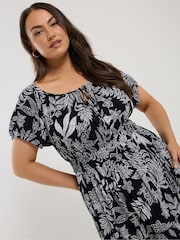Yours Curve Blue Boho Bardot Maxi Dress - Image 4 of 5