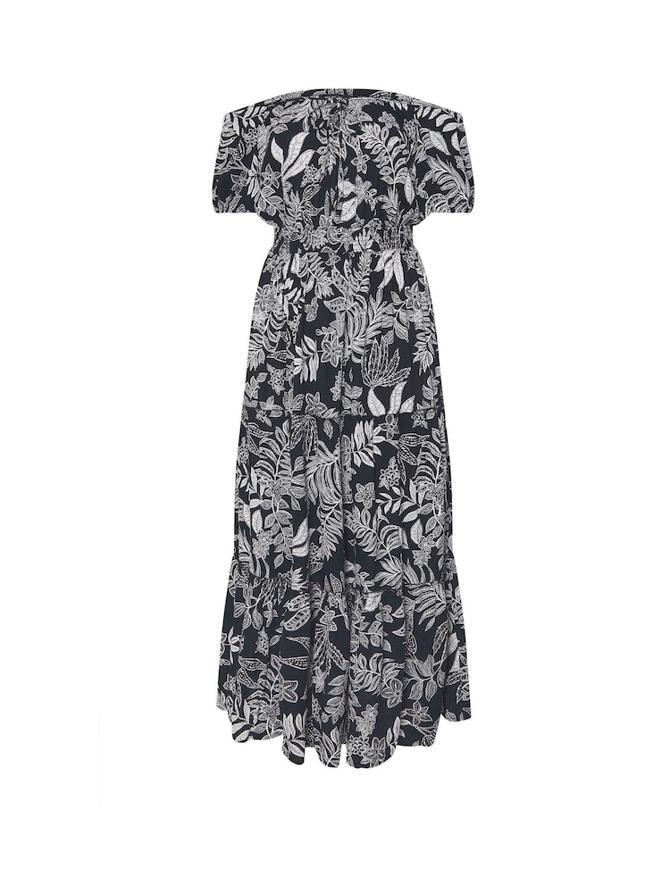 Yours Curve Blue Boho Bardot Maxi Dress - Image 5 of 5