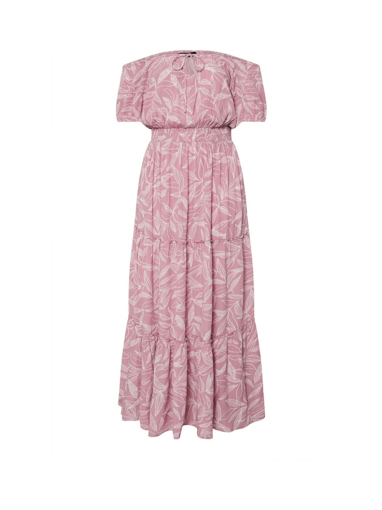 Yours Curve Pink Boho Bardot Maxi Dress - Image 5 of 5