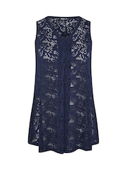 Yours Curve Blue Broderie Anglaise Vest - Image 5 of 5