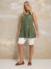 Yours Curve Green Broderie Anglaise Vest - Image 1 of 5