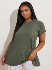 Yours Curve Green Anglaise Broderie Swing Top - Image 1 of 5