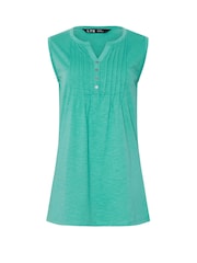 Long Tall Sally Green 100% Cotton Sleeveless Henley T-Shirts 2 Pack - Image 8 of 8