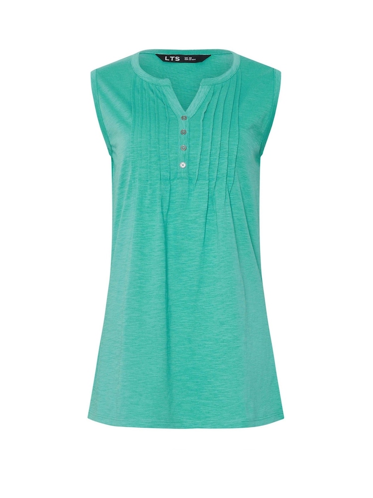 Long Tall Sally Green 100% Cotton Sleeveless Henley T-Shirts 2 Pack - Image 8 of 8