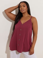 Vermelho - Yours Curve Button Woven Cami - Imagem 1 de 5