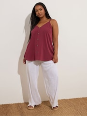 Vermelho - Yours Curve Button Woven Cami - Imagem 3 de 5