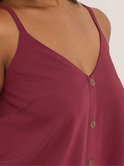 Vermelho - Yours Curve Button Woven Cami - Imagem 4 de 5