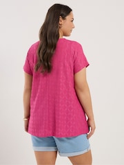 Yours Curve Pink Anglaise Broderie Swing Top - Image 3 of 5