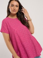 Yours Curve Pink Anglaise Broderie Swing Top - Image 4 of 5