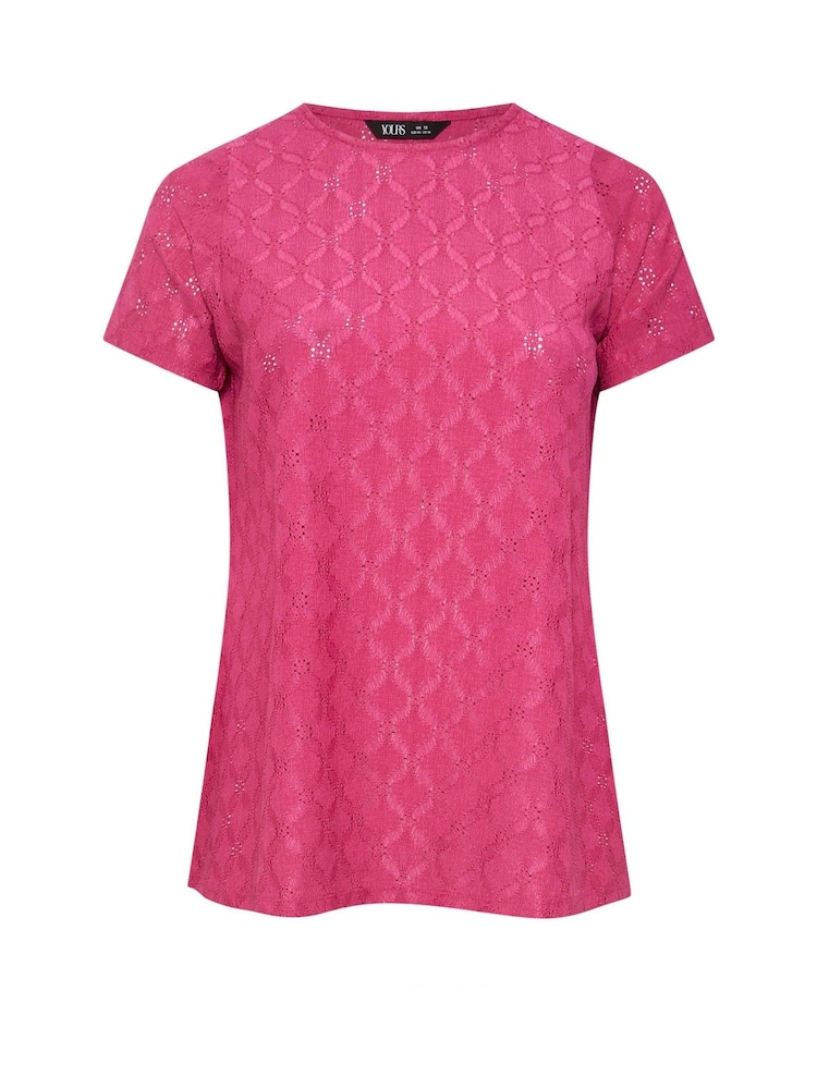 Yours Curve Pink Anglaise Broderie Swing Top - Image 5 of 5