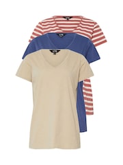 Long Tall Sally Pink 100% Cotton V-Neck T-Shirts 3 Pack - Image 6 of 8