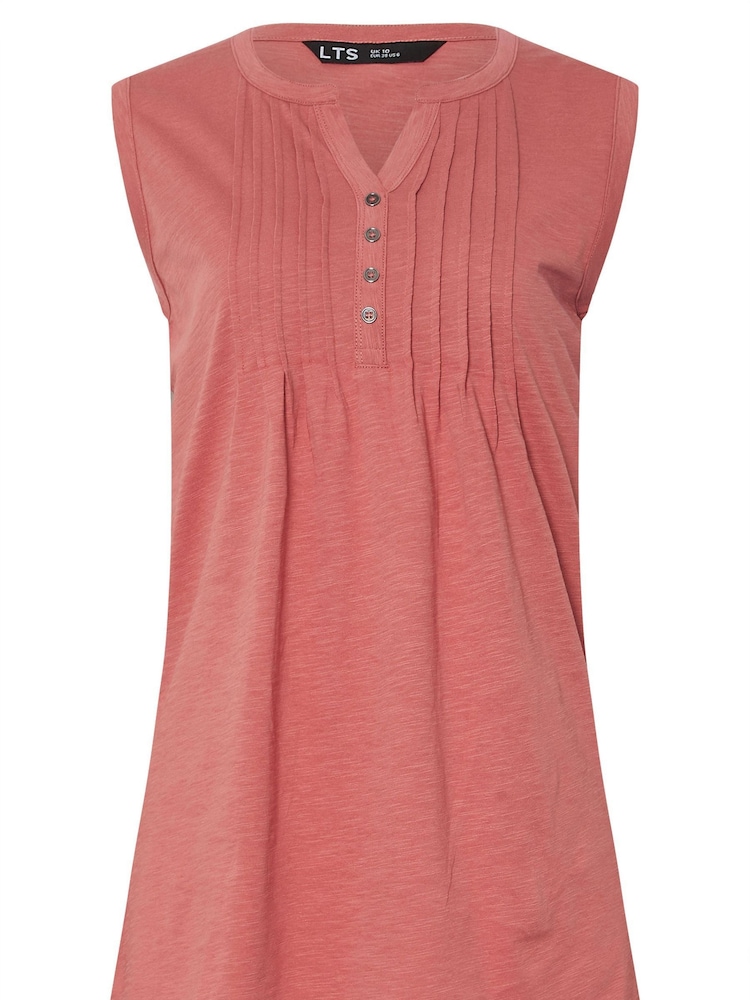 Long Tall Sally Pink 100% Cotton Sleeveless Henley T-Shirts 2 Pack - Image 7 of 7