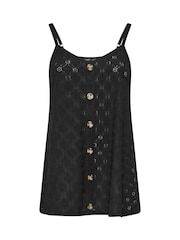 Yours Curve Black Anglaise Button Swing Vest - Image 5 of 5