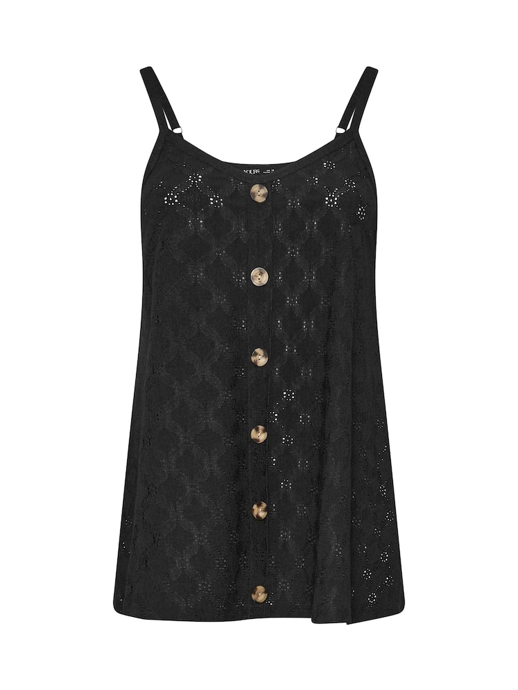 Yours Curve Black Anglaise Button Swing Vest - Image 5 of 5