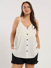 Yours Curve Natural Button Woven Cami - Image 1 of 5