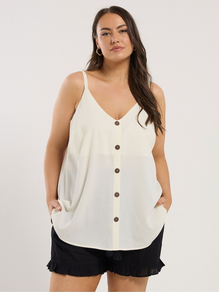 Yours Curve Natural Button Woven Cami - Image 1 of 5