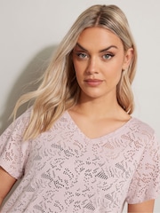 Yours Curve Pink Broderie Anglaise Top - Image 4 of 5