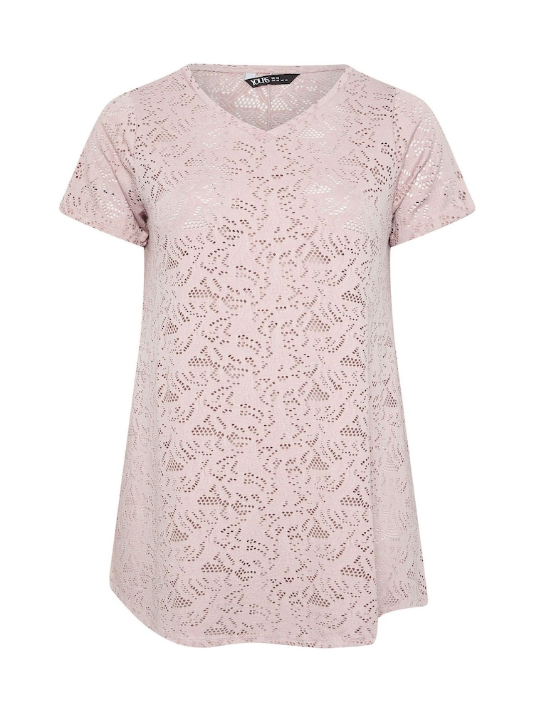 Yours Curve Pink Broderie Anglaise Top - Image 5 of 5