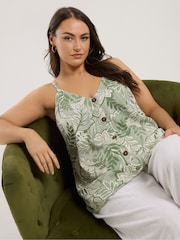 Verde - Yours Curve Button Woven Cami - Imagem 1 de 5