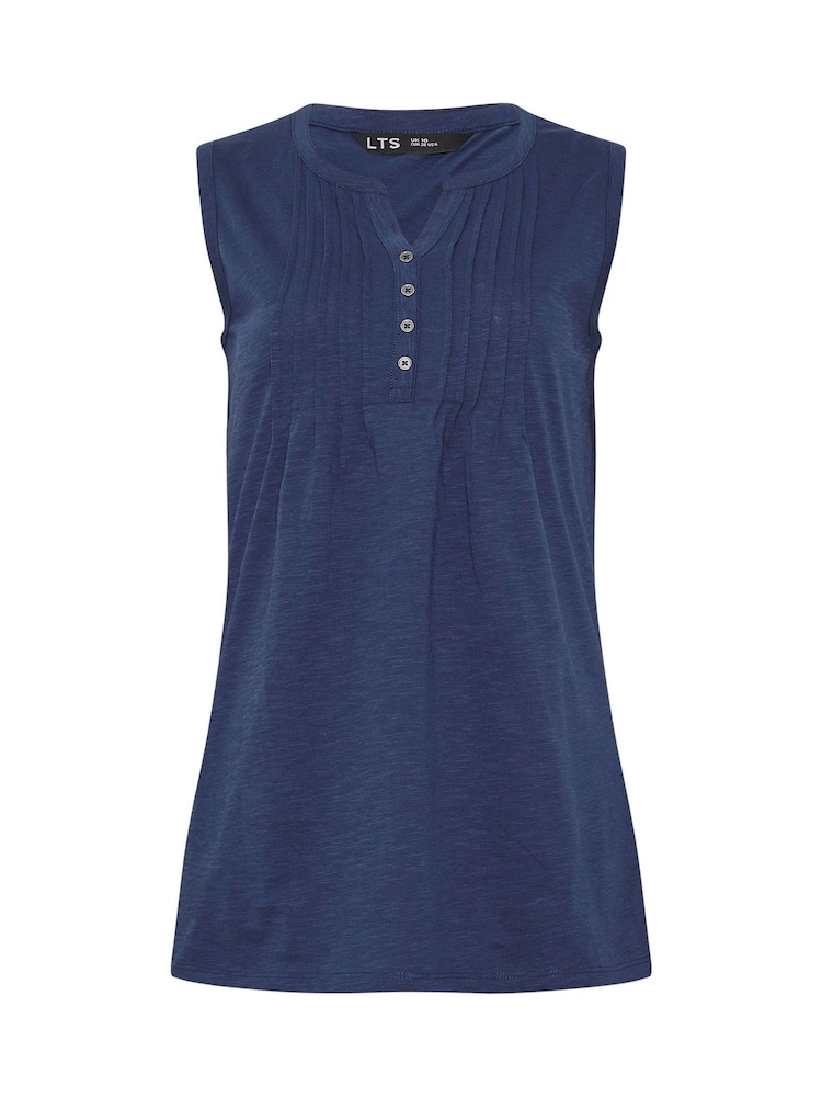 Long Tall Sally Black 100% Cotton Sleeveless Henley T-Shirts 2 Pack - Image 8 of 8