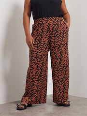 Yours Curve Black Abstract Structured Wide Leg Trousers - Image 3 of 6