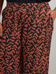 Yours Curve Black Abstract Structured Wide Leg Trousers - Image 5 of 6