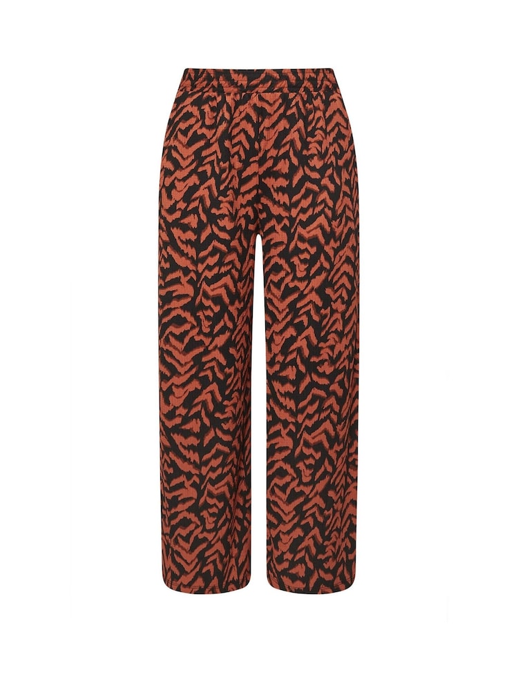 Yours Curve Black Abstract Structured Wide Leg Trousers - Image 6 of 6
