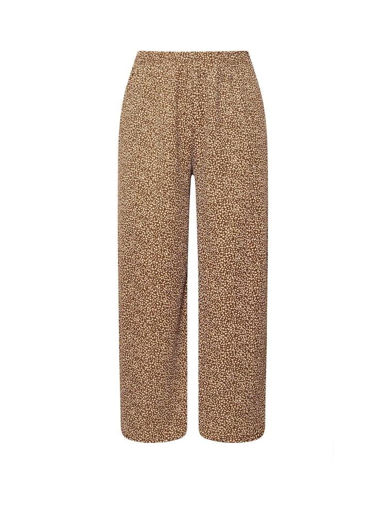 Yours Curve Brown Abstract Structured Wide Leg Trousers - Image 6 of 6 Yours Curve Brown Abstract Structured Wide Leg Trousers - Image 6 of 6