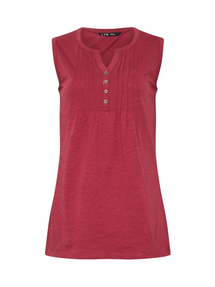 Long Tall Sally Blue 100% Cotton Sleeveless Henley T-Shirts 2 Pack - Image 8 of 8