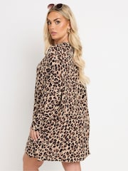Yours Curve Black Animal Stand Collar Beach Shirt - Image 4 of 6