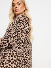 Yours Curve Black Animal Stand Collar Beach Shirt - Image 5 of 6
