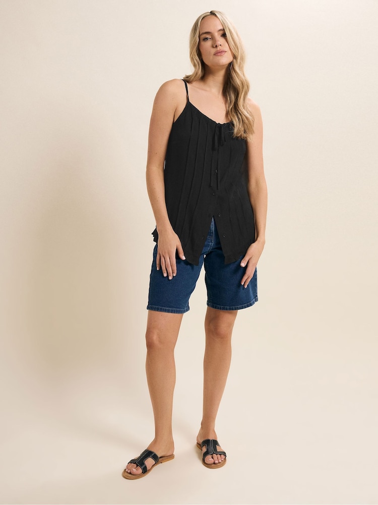 Long Tall Sally Black Crinkle Button Vest - Image 2 of 5