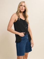 Long Tall Sally Black Crinkle Button Vest - Image 4 of 5