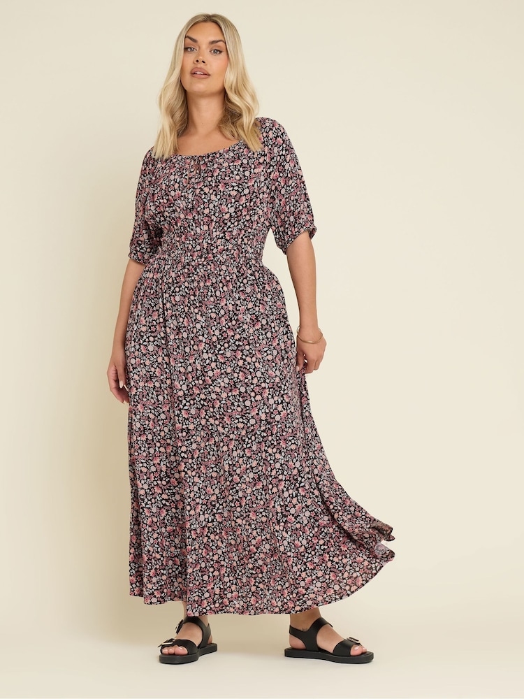 Yours Curve Black Boho Midaxi Dress - Image 1 of 5
