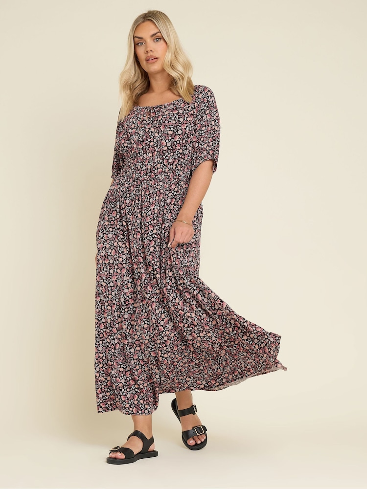 Yours Curve Black Boho Midaxi Dress - Image 2 of 5
