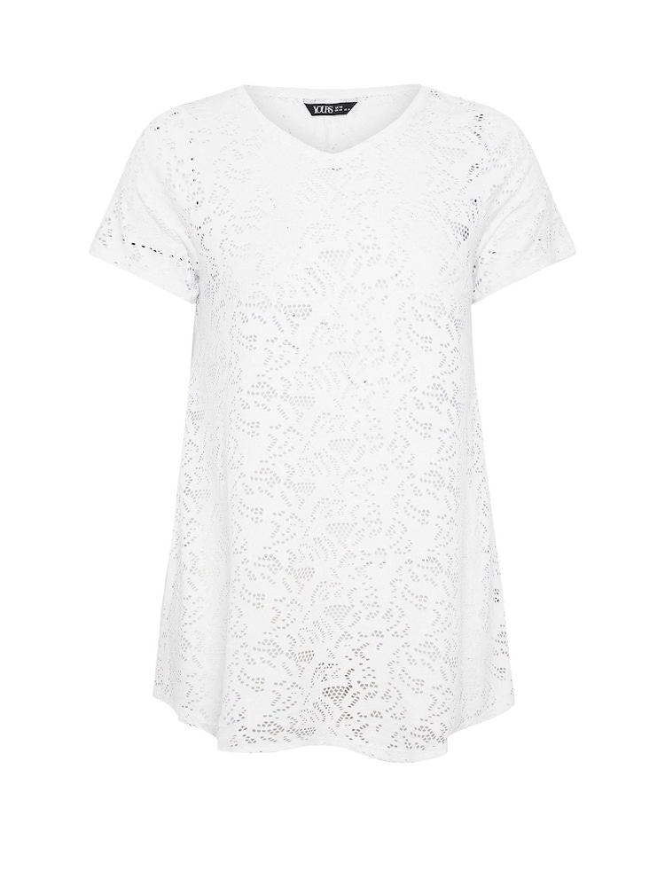 Yours Curve White Broderie Anglaise Top - Image 5 of 5
