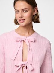 PIECES Pink Tie Front Knitted Cardigan - Image 3 of 3