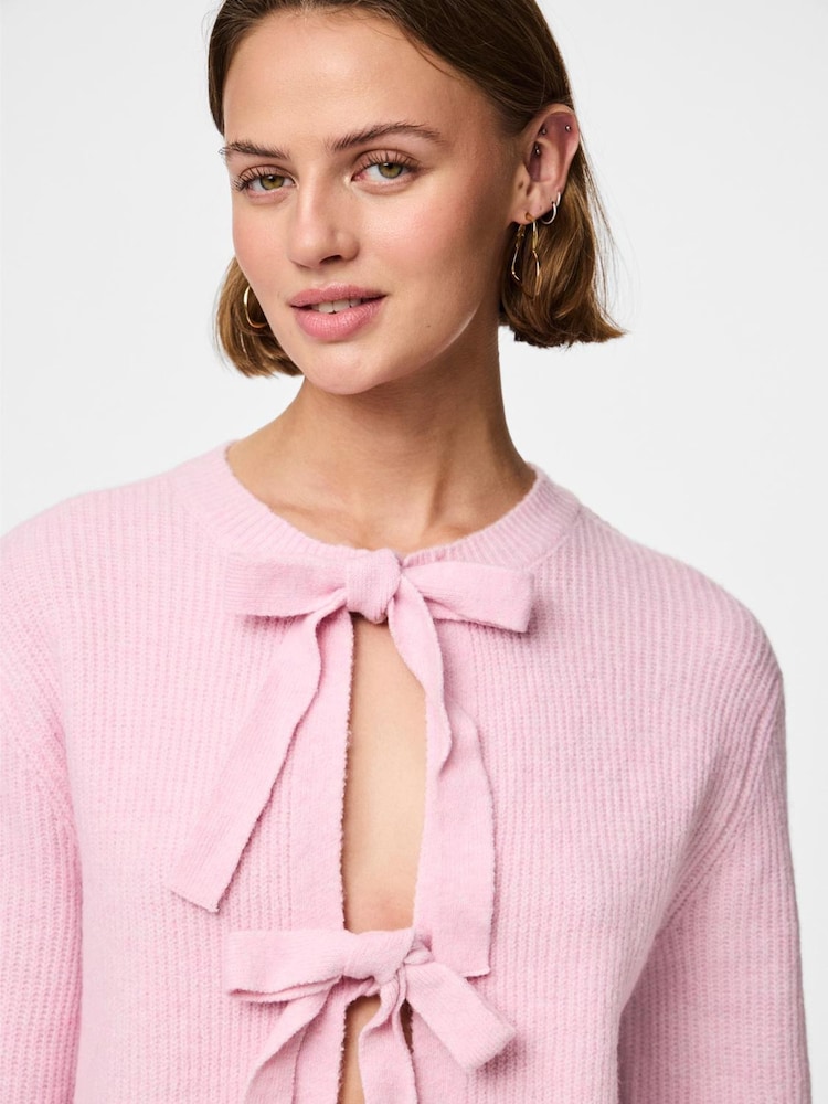 Pink - PIECES Tie Front Knitted Cardigan - Bild 3 von 3 Pink - PIECES Tie Front Knitted Cardigan - Bild 3 von 3