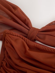 Rust Brown Mesh Multiway Bridesmaid Wedding Maxi Dress - Image 3 of 4