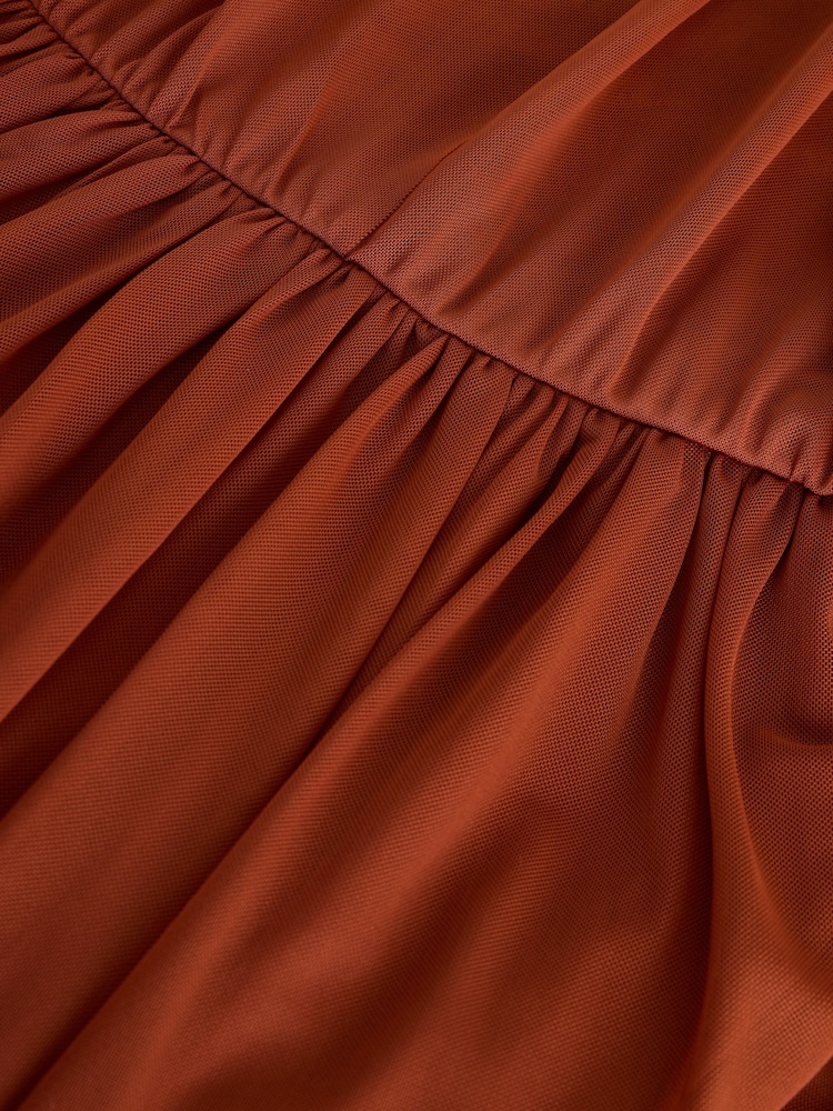 Rust Brown Mesh Multiway Bridesmaid Wedding Maxi Dress - Image 4 of 4