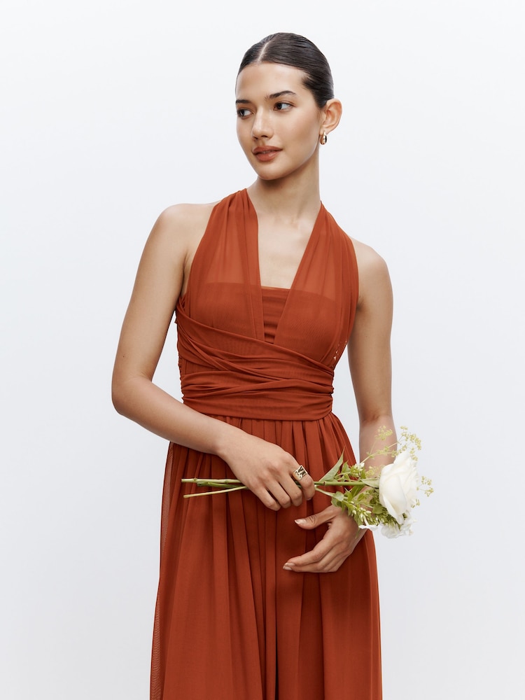 Buy Rust Brown Mesh Multiway Wedding Guest Bridesmaid Maxi Dress from Next  Republic of Moldova