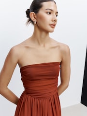 Rust Brown Mesh Multiway Bridesmaid Wedding Maxi Dress - Image 6 of 11