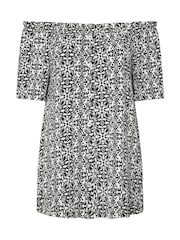 Yours Curve Black Frill Bardot Blouse - Image 5 of 5