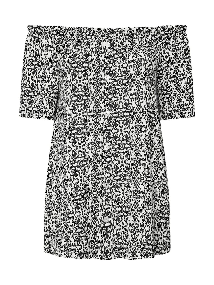 Yours Curve Black Frill Bardot Blouse - Image 5 of 5
