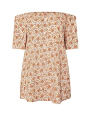 Yours Curve Brown Frill Bardot Blouse - Image 5 of 5