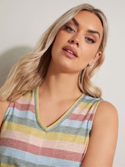 Yours Curve Pink Striped Vest - Image 4 of 5
