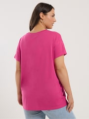 Yours Curve Pink Squeeze The Day Placement T-Shirt - Image 3 of 5
