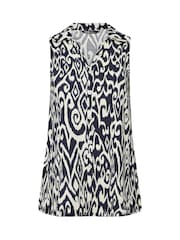 Yours Curve Blue Texture Sleeveless Shirt - Image 6 of 6