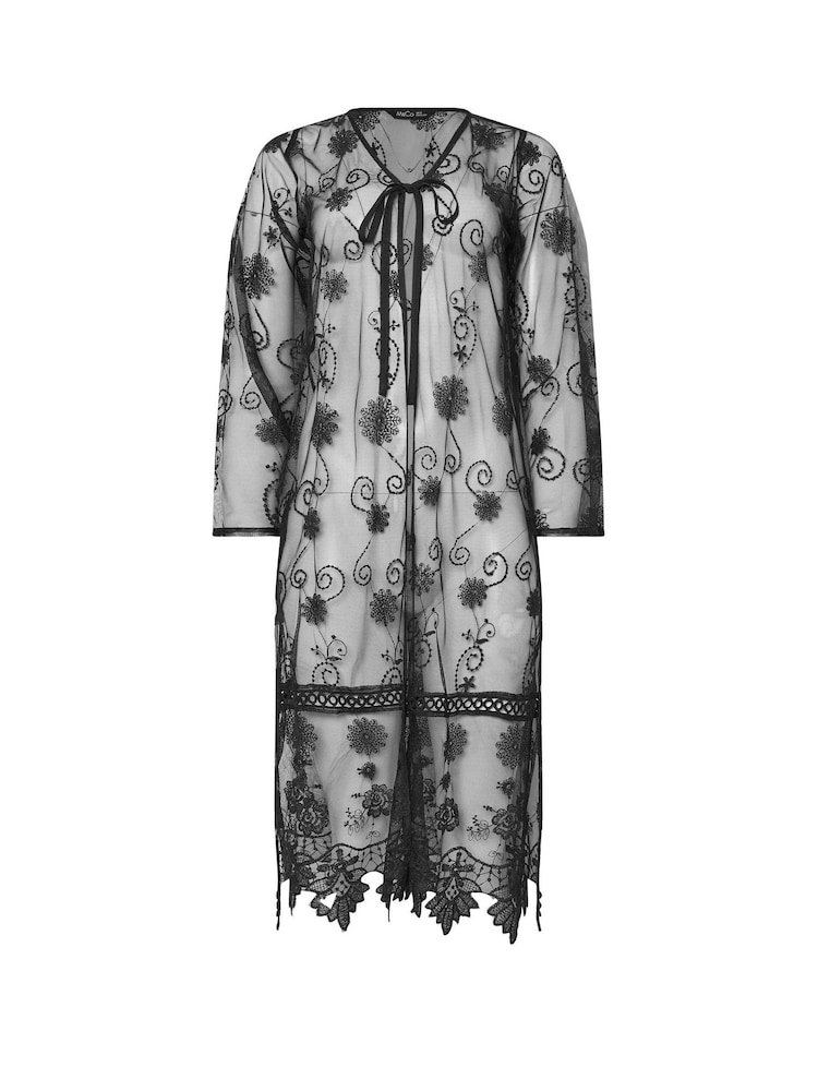 M&Co Black Mesh Beach Cover-Up Top - Image 1 of 1