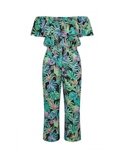 Yours Curve Green Leaf Bardot Jumpsuit - Image 5 of 5
